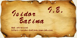 Isidor Batina vizit kartica